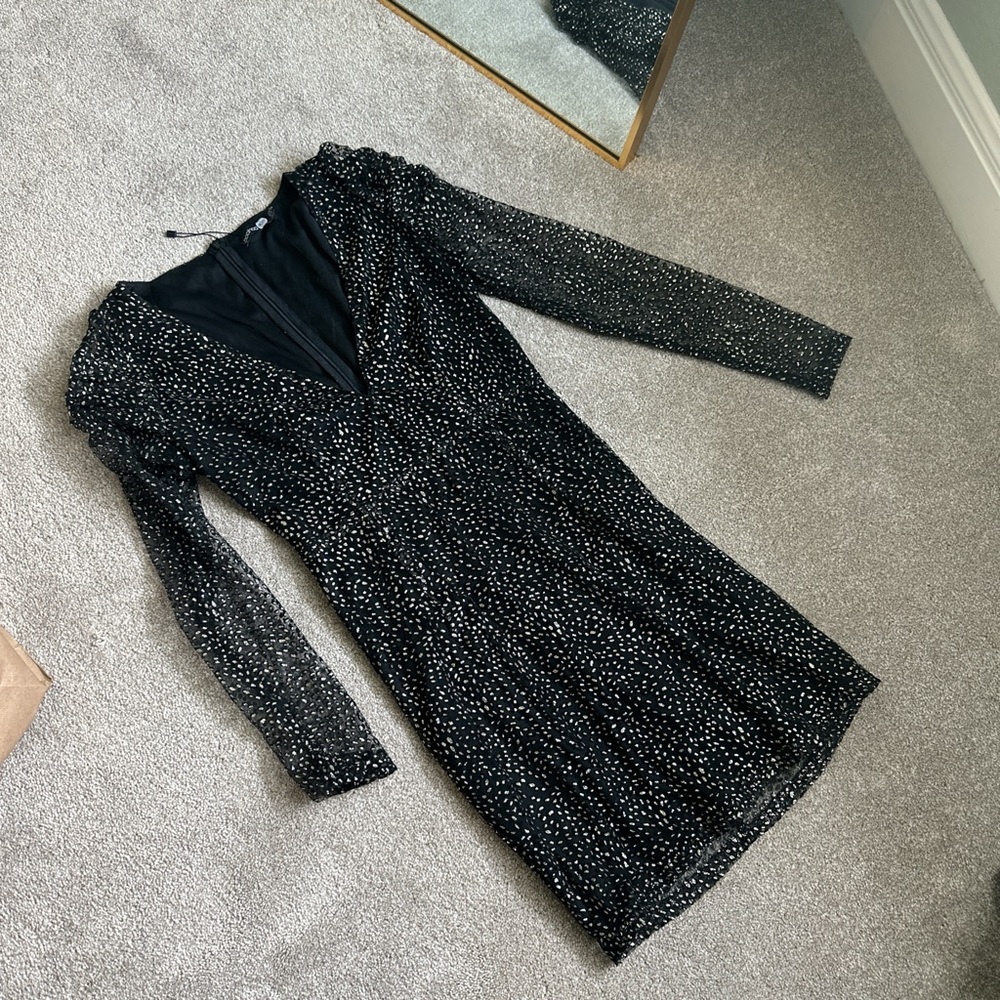 Boohoo Night Us 4 Glam Glitter and Black Cocktail Dress